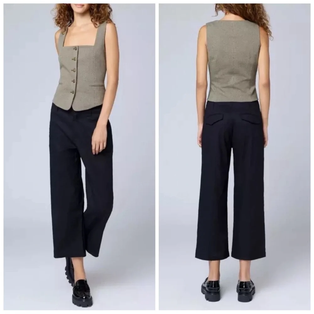 RAG & BONE Women’s Size 4 Black Dylan Cropped Linen Pants